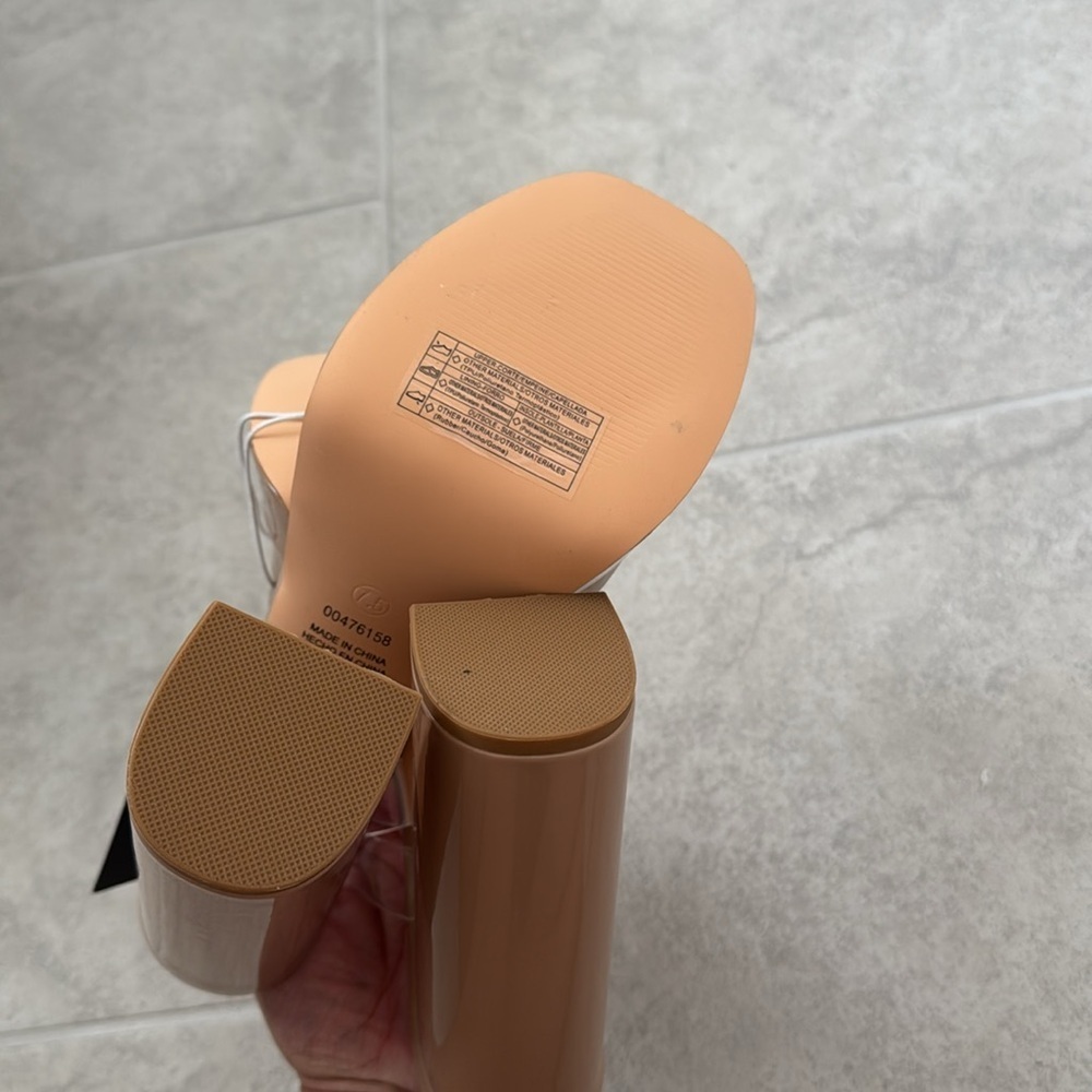 Beige Transparent Strap Women's Heels - Picture 4 of 4